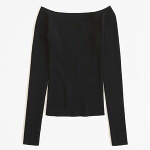 Abercrombie & Fitch Black Long-Sleeve Off-The-Shoulder Top.